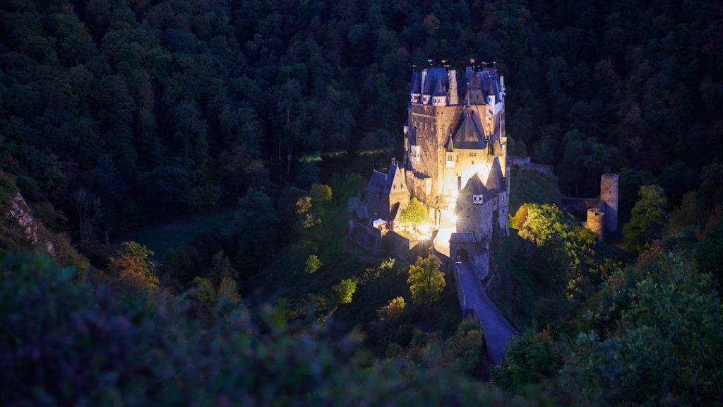 The Eltz castle in Germany surrounded by its forests.